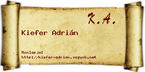 Kiefer Adrián névjegykártya